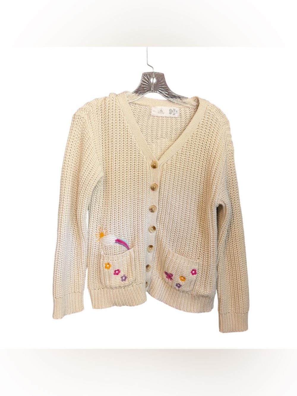 Girls Disney Encanto Cardigan Sweater Button-Up Knit Embroidered Size 11/12 L